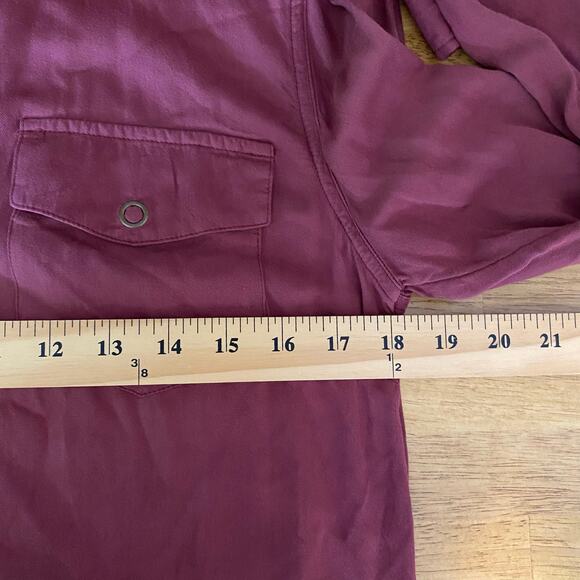 Roxy Burgundy Long Sleeve Snap Closure Shirt Dress Coverup Size Medium Womens - Picture 12 of 12